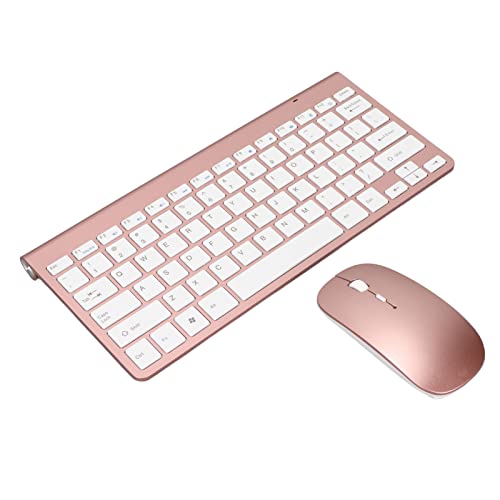 2,4 G Kabelloses Tastatur-Maus-Set, UV-beschichtete Tastenkappen, Ergonomisches Design, für Desktop-Computer, Mobile Geräte, Tablet-Computer, (Roségold)