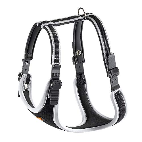 Ferplast ERGOCOMFORT M, peitoral ergonômico para cães, Sistema de fechamento com micro regulagem dupla, Encaixe perfeito, Estofamento macio, Desengate rápido, A: 37 a 47 cm - B: 55 a 65 cm, Cinza