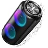 Hupoaf Bluetooth Lautsprecher mit Licht, 2026 Blue Tooth 5.3 Musikbox Tragbarer Bluetooth Box mit 52mm Durchmesser Dual Lautsprecher, Tiefer Bass, IPX7 Wasserdicht Outdoor Speaker für Reisen/Party