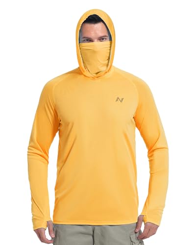 Image of isnowood Sun Shirt UPF 50+ Men's Fishing Long Sleeve UV Protection Hoodie Hiking Rash Guard Swimming Running
