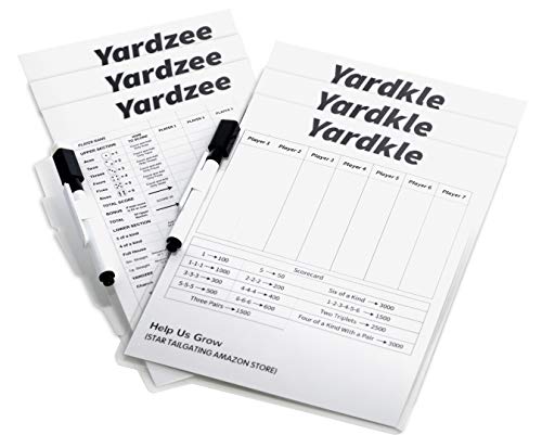 SPORT BEATS 6 Counts Yardzee Yardkle Laminated Scoresheets for Yard Dice Games