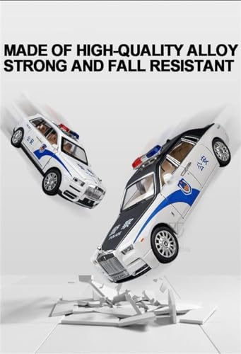 Image of Invite Enterprise Die-Cast Car 1:24 Rolls Royce Police Diecast Metal Pullback Toy Car With Openable Doors & Light, Music Boys Gifts Toys For Kids(1:24 Rolls Royce Phantom Police - White)