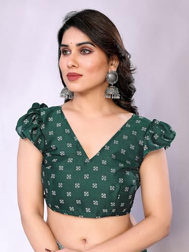 Image of Amazon Brand - Tavasya Womens Blocked Printed Daily Wear Chiffon Georgette Saree With Blouse With Blouse