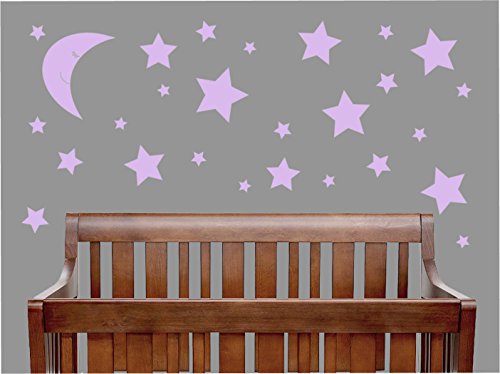 Vinilos Decorativos Luna y Estrellas Moradas