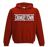 Crawley Town Legends Gift Premium Mens Hoodie X-Large White/Red