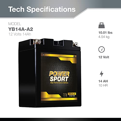 ExpertPower YB14-A2 12V 14Ah Replacement Batteries, AGM SLA Battery for ATVs, Motorcycles, UTVs, Snowmobiles, Compatible with Arctic Cat, Honda, Kawasaki, Polaris, Suzuki, Yamaha by ExpertPower - Image 2