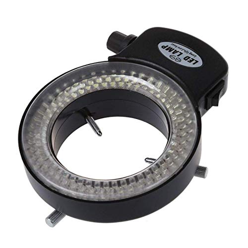 Tiamu 144 LED Perlen Mikroskop Ringlicht, Optische Stereomikroskop Kamera Ringleuchte, Super Helligkeit Ringleuchte 6000K 0-100% Einstellbar, Schmuck Reparatur Lampe(EU Plug Schwarz) – Bild 8