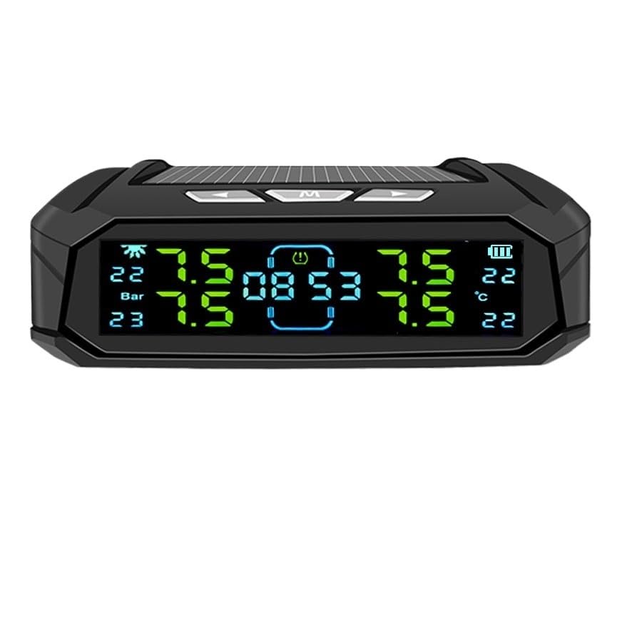 Tpms Sistema de Alarma Control presión neumáticos automóvil, sensores 4 Ruedas, visualización Tiempo, Relojes Temperatura for 0~116 PSI(K10-External)