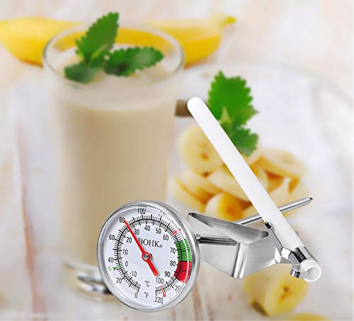 Bohk Milk Temperature Coffee Thermometer Milk Frothing Thermometer Milk Coffee Thermometer Thermometer For Drinks With Stem And Tube Cover Instant Read Calibrable Large Dial #TOP6