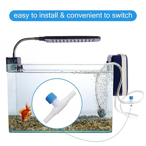 Image of Honoson 30 Pieces Aquarium Air Control Valve T Shaped Air Pump Control Valves Single Way Plastic Flow Regulator for 4 mm Hose Line Tubing Connector(Blue and White)