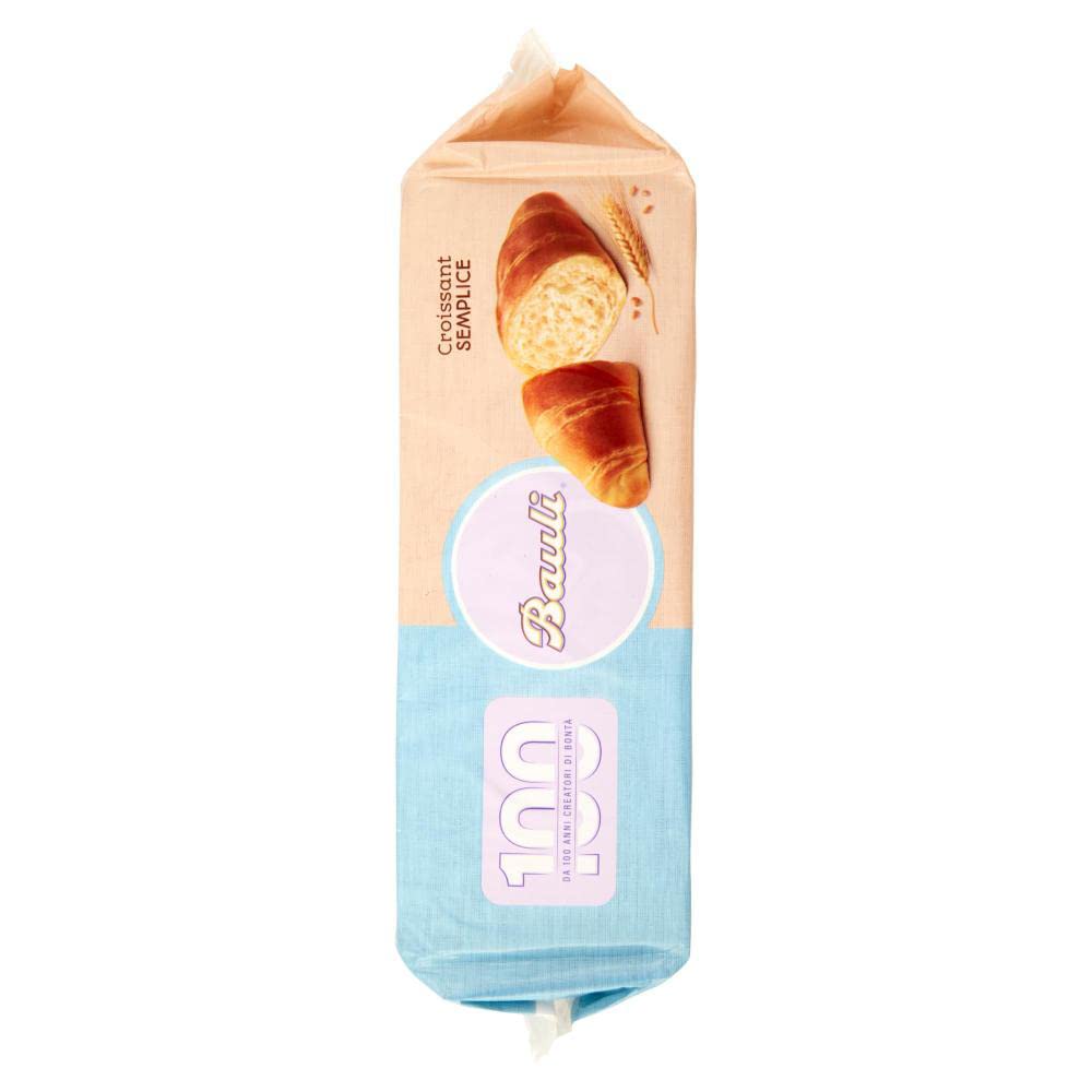 12x Bauli Cornetti Croissant Semplice Senza Zuccheri Aggiunti con Lievito Madre Croissant Ohne Zuckerzusatz mit Sauerteig Packung à 185g, Jede Packung enthält 5 Croissants à 37g