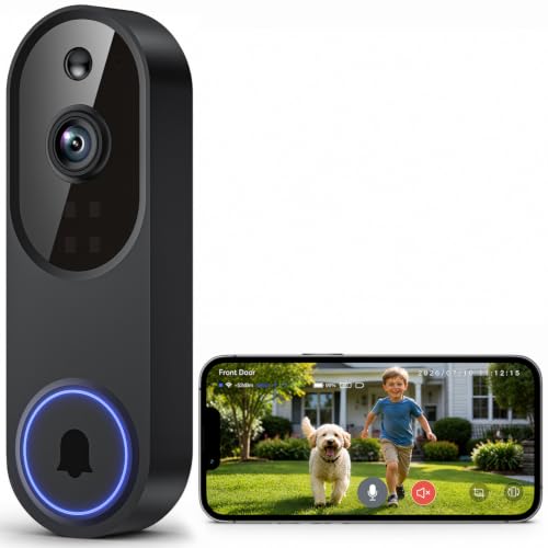 Safemogulix Video Doorbell Camera Wireless Security Camera 1080p Battery Powered AI Motion Detection Night Vision Two-Way Audio Cloud Storage 2.4 GWi-Fi for Visitor Baby Monitor