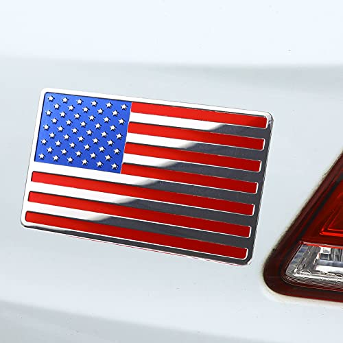 Frienda 6 Pcs July Fourth American Flag Car Decal 250th Anniversary Patriotic Metal Car Sticker 3D USA Flag Decals for Vehicles Aluminum Alloy Stickers for Truck SUV(3.1 x 2 Double-Sided)