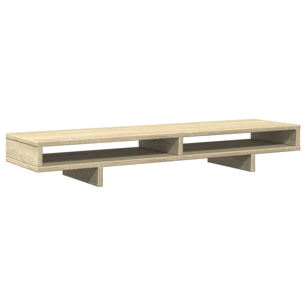 Supporto per monitor per ufficio in legno di rovere Sonoma con 2 scomparti organizer da scrivania e rialzo per monitor con spazio di archiviazione