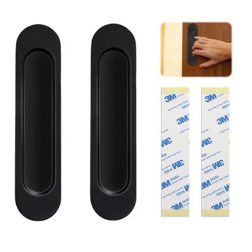 RJLLKD 2 Pcs Manija de puerta corrediza, 14,8 cm manijas de puerta corredera, autoadhesivas, asa empotrada para armarios, ventanas, puertas correderas de granero