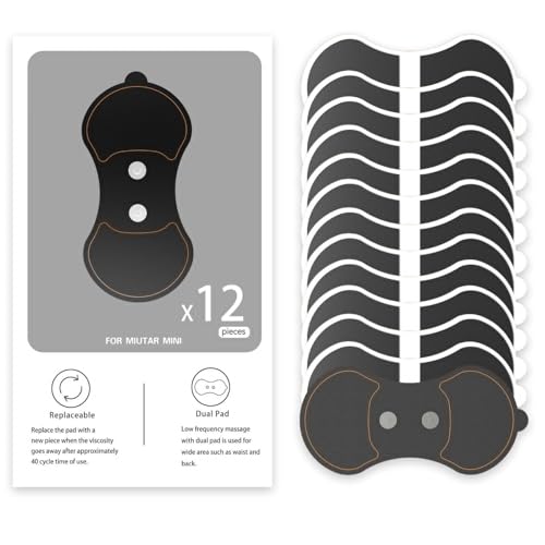 MIUTARMINI Almohadillas de Recambio para Máquina TENS, 12 Unidades, Electrodos Reutilizables, Compatibles con Unidad TENS Inalámbrica JJ-LA03, para Dolor de Espalda, Cuello, Hombros y Piernas