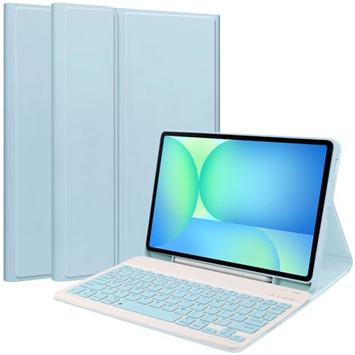 Image of Keyboard Case for Samsung Galaxy Tab S10 FE+ Plus 13.1inch 2025, Magentic Protective Cover with S-Pen Holder, Detachable Wireless Bluetooth Keyboard, Blue