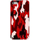 DistinctInk Case for iPhone 5 / 5S / SE (2016 Model) - Custom Ultra Slim Thin Hard Black Plastic Cover - Red Black Camouflage - Camouflage Pattern