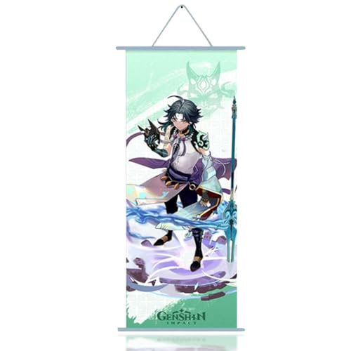 LKNBIF Anime Poster, Anime Poster Scroll-Xiao, Posters Scroll Arte Della Parete Tela, Grande Rotolo dei Cartoni Animati per Dormitorio Casa Tela Art Decor Animes Pittura Murale 70 * 25cm