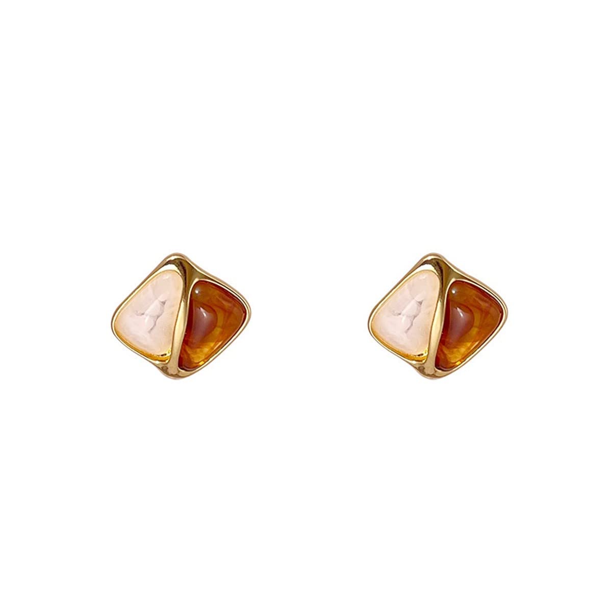 JOYA GIFT14K Gold alloy acrylic white green matching ear studs orange color square ear studs for Women Girls