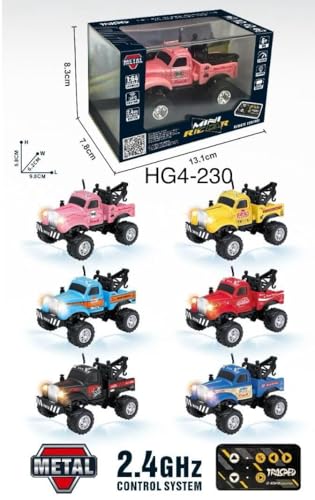 Image of Mini Die-Cast RC Car 1:64 Scale | High-Speed Desktop Remote Control Car with LED Headlights | 2.4GHz Mini Controller, 15m Range, Type-C Charging | Toy Car Model for Kids & Adults (HG4-230)