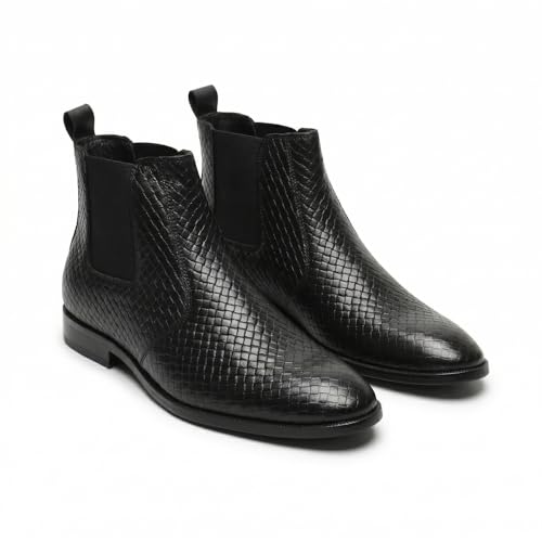 Image of HAYES LONDON Chelsea Boots For Man | Genuine Leather High-Top Slip-On Shoes | Comfortable Formal Shoes for Men | Stylish Office, Party & Casual Wear Fashion Boots