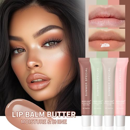 Image of BAISEN DIARY 4 PCS Summer Special Lip Butter Balm - Ultra-Hydrating, Nourishing Lip Care with Natural Ingredients, Shea Butter & Olive Oil, Soothes & Softens Dry Lips (4PCS, 0.5 Fl Oz (Pack of 4))