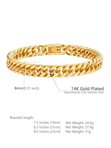 Supcare Cuban Link Bracelet for Men, 8mm/12mm/17mm Width Chains Bracelets, 7.5''/8.3''/9'' Wrist Chain for Man Husband Love Dad Gifts4