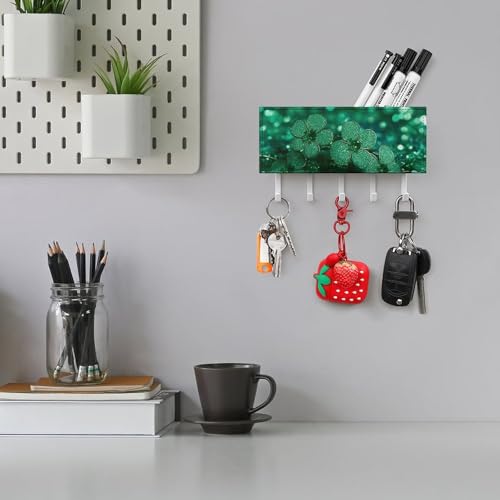 Colgador para llaves de pared verde resistente decorativo de pasillo con 5 ganchos 6