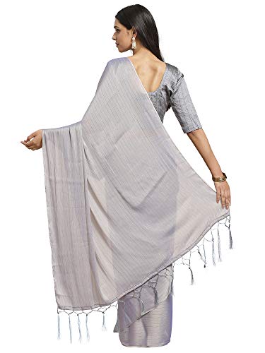 Image of AKHILAM Women's Chanderi Pure Georgette Saree with Blouse Piece
