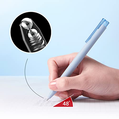 Image of KaCo K7 Retractable Gel Ink Pens Set 4 Pieces All Black Ink, 0.5mm Fine Point Vibrant Colors Barrels