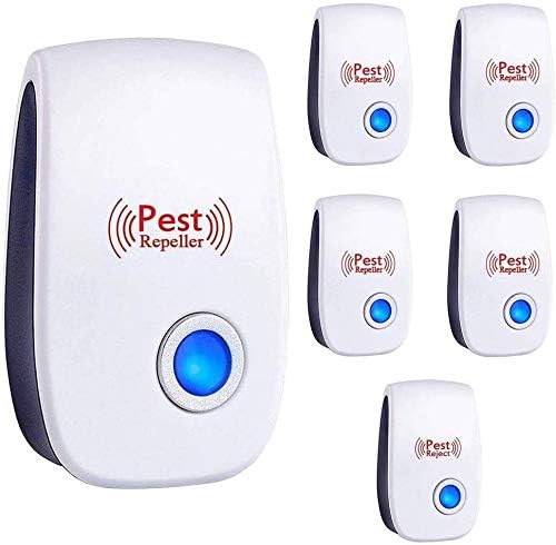 ZEROPEST Ultrasonic New Pest Control Set of 6-Packs Electronic Plug in Repellent Indoor for Flea, Insects, Mosquitoes Mice, Spiders, Ants, Rats, Roaches, Bugs, Non-Toxic, Humans & Pets Saf, Blue