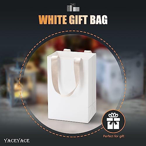 Yaceyace White Gift Bags With Handles, 20Pcs 5.25"X3.75"X8" Small White Paper Gift Bags With Handles Bulk, White Kraft Paper Bags White Paper Shopping Bags With Handles #TOP1