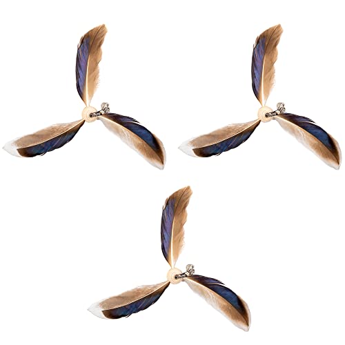 JXFUKAL Cat Wand Toys, Interactive Cat Toys with 3 Feather Refills, 29'' Flexible Steel Wire, Sturdy Wood Handle & Bell for Kitty Kitten, Cat Toys for Indoor Cats Teaser Cat String Toy