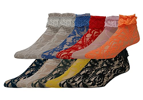 Image of EMEM Apparel Women's Lace Anklet Socks with Ruffle