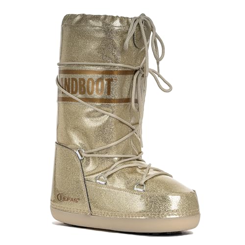 Kefas GRANDBOOT Stivali da Neve Donna – Doposci Outdoor – Scarpe Neve Termiche Impermeabili con Fodera Calda e Suola Antiscivolo – Glitter Oro