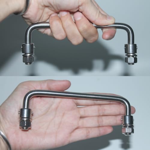 Image of 304 Stainless Steel Folding Handle 90 Degree Folding Pull Handle,Cabinet Handle Toolbox Handle,2 Pack (Hole Center 5.31in)