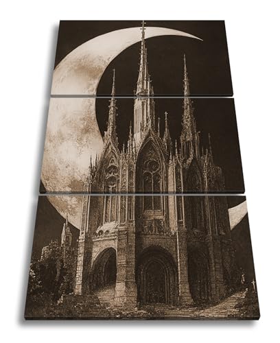 Impression sur toile porte gothique lune deyoli cadre salon 120x80