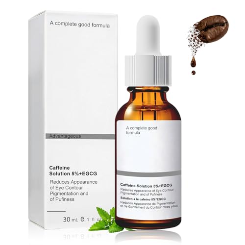 Contorno de Ojos Cafeina, Cafeina Ojos 5% + Egcg, Serum contorno ojos, contorno de Antiarrugas Mujer, Quita Ojeras, Reduce la Hinchazón, las Líneas Finas, 30ml