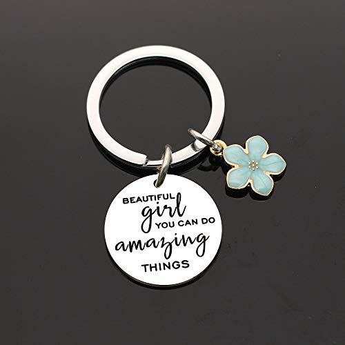 "Beautiful Girl You Can Do Amazing Things" Inspirational Keychain Keyring Birthday Graduation Christmas Gifts For Girl Women (Silver) #TOP2