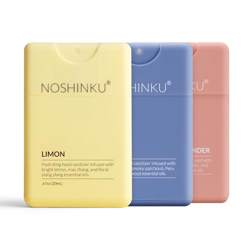Noshinku - Refillable Hand Sanitizer Discovery Deux 3-Pack Travel Size Spray Hydrating Botanical Oils Natural Ingredients All Natural Fragrances Sugarcane Derived Alcohol No Parabens No Dyes