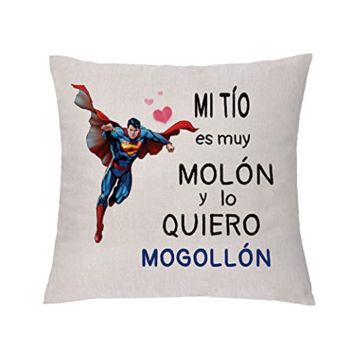 Fundas de cojín para tío, Fundas de Almohada de Lino para Regalo de cumpleaños Navidad Acción de Gracias decoración del hogar Recuerdos Super tío aprecia el Presente Mi Tío es Muy molón (Tipo 1)