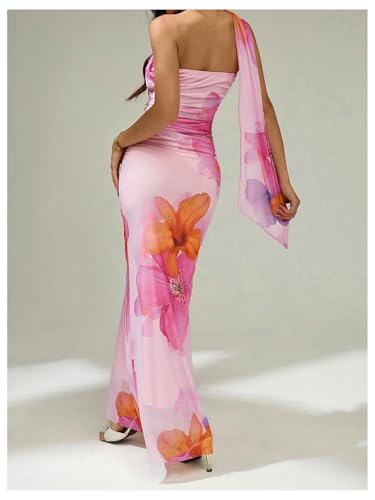 Milumia Women's Halter Floral Bodycon Dress Summer Vacation Sleeveless Party Cocktail Maxi Dresses3