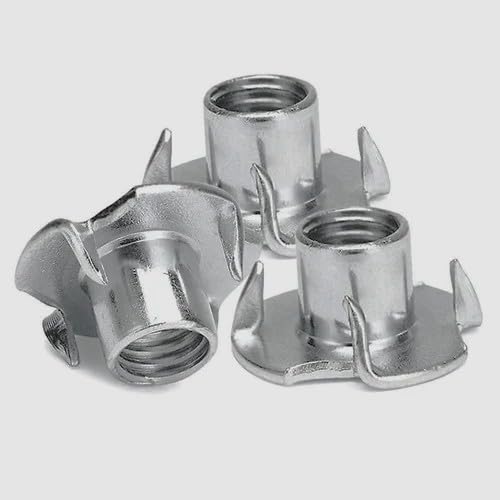 T-Nut 4-Prong Galvanized Steel Flush Mount Fastener, M10, Serrated Flange Wood Hardware for Furniture Assembly - (M10 - Pack of - 10)-image-23