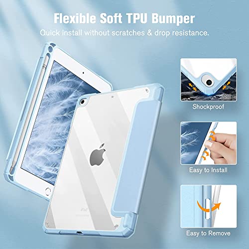 Image of SwooK Hybrid Case for 7.9 inch iPad Mini 5 /4 - Clear Back Shell Flip Cover (Sky Blue)