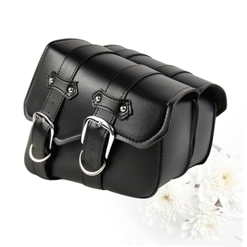 Bolsa colgante para motocicleta de cuero PU, bolso de triángulo lateral negro para almacenamiento en motocicletas y bicicletas miniatura 5
