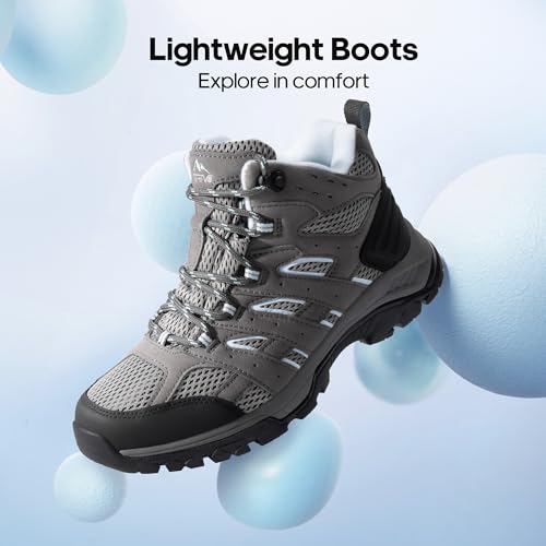 NORTIV 8 Damen Wanderschuhe Trekkingschuhe Atmungsaktiv Schuhe Outdoorschuhe rutschfeste Hiking Boots Wanderstiefel,Size 40,Dunkelgrau-Wildleder,SNHB2212W
