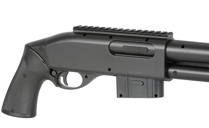 Escopeta de Airsoft de Muelle M401 con Hop up Ajustable, Marca Double Eagle, de ABS con Cargador de 18 Bolas de Capacidad, Potencia 330 fps o 1 Julio, compacta, 540 mm y 735 g, Calibre 6 mm
