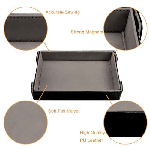 SIQUK Magnetisches Würfeltablett Rechteckiges Würfelbrett Faltbar Würfelbretter Samt Leder Würfelteller für Dungeons and Dragons, Gray