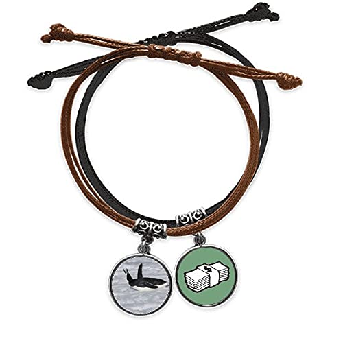 Pulsera de pingüino antártico en cuerda y cuero para looks urbanos diarios